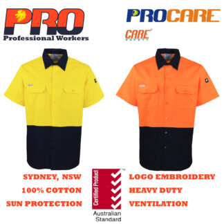 Hi Vis Cotton Drill Shirts - Short Sleeves without Reflective Tape