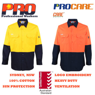 Hi Vis Cotton Drill Shirts - Long Sleeves without Reflective Tape